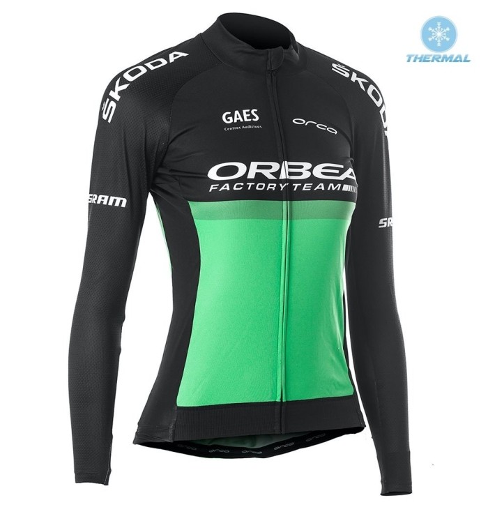 2019 Orbea Factory Racing Women Green Thermal Long Sleeve Cycling Jersey