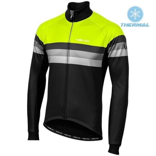 2019 Nalini Warm 2.0 Black-Yellow Thermal Long Sleeve Cycling Jersey