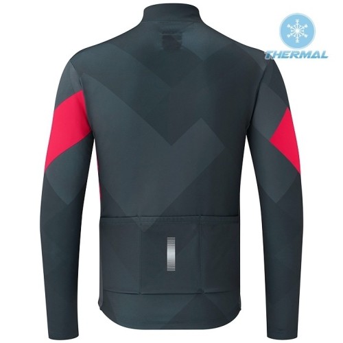 2019 Shimano Grey-Red Thermal Long Sleeve Cycling Jersey