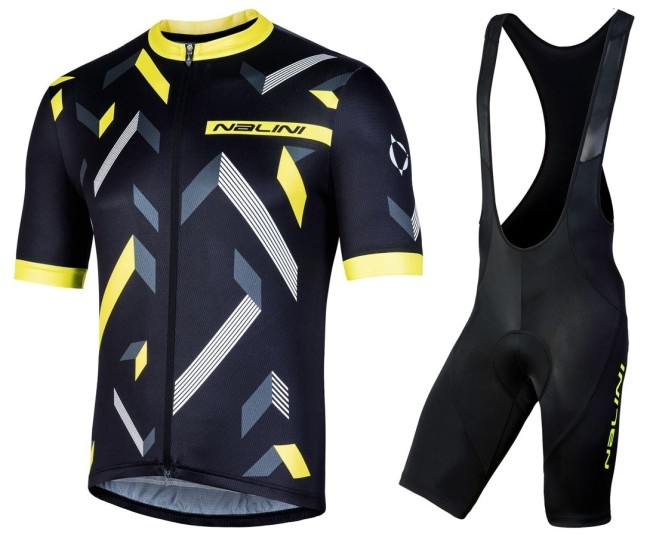 2019 Nalini Descesa 2.0 Black-Yellow Cycling Jersey And Bib Shorts Set