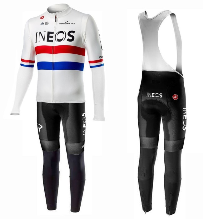 2019 Team INEOS UK Champion Long Sleeve Cycling Jersey And Bib Pants Set