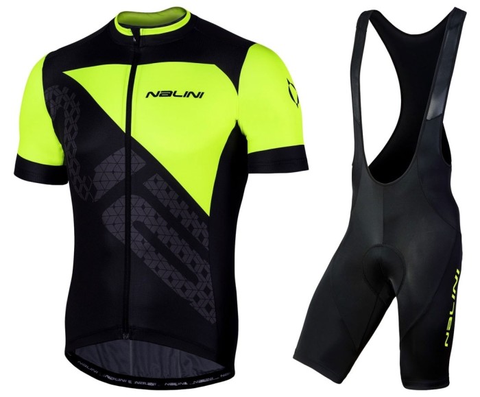 2019 Nalini Volata 2.0 Black-Yellow Cycling Jersey And Bib Shorts Set