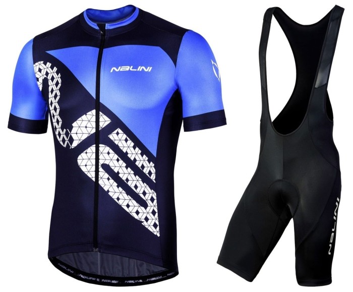 2019 Nalini Volata 2.0 Black-Blue Cycling Jersey And Bib Shorts Set