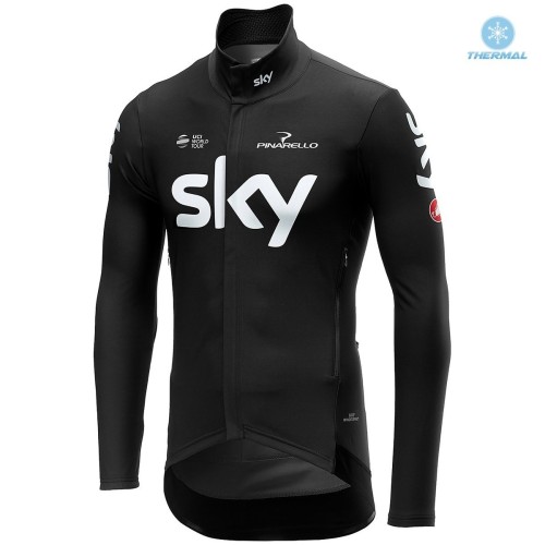 2019 SKY Team Black Thermal Long Sleeve Cycling Jersey