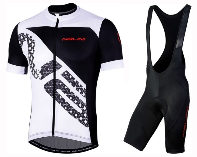 2019 Nalini Volata 2.0 Black-White Cycling Jersey And Bib Shorts Set