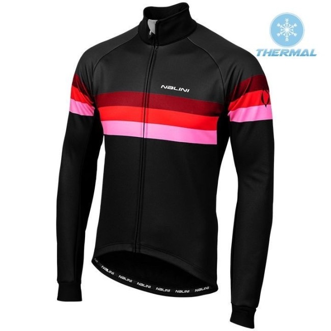 2019 Nalini Warm 2.0 Black-Red Thermal Long Sleeve Cycling Jersey