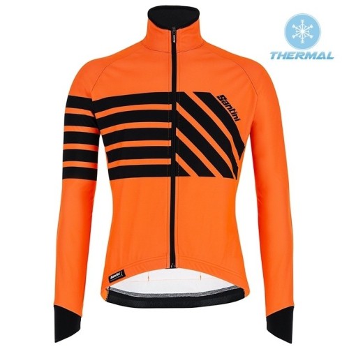 2019 Santini Svolta Orange Thermal Long Sleeve Cycling Jersey