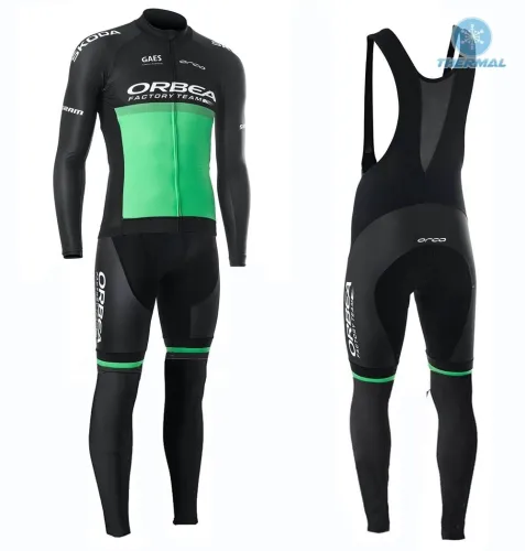 2019 Orbea Factory Racing Green Thermal Cycling Jersey And Bib Pants Set