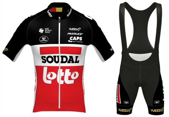 2020 Lotto Soudal Red Cycling Jersey And Bib Shorts Set