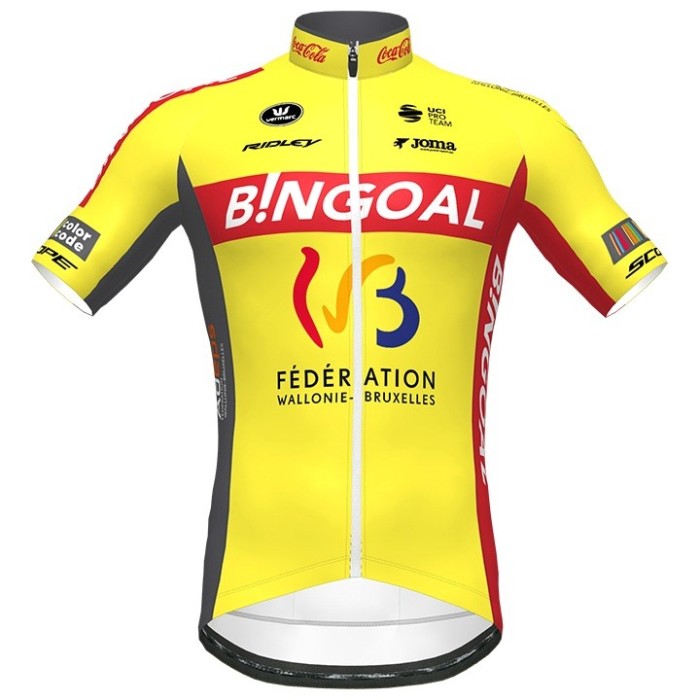 2020 Bingoal Wallonie Bruxelle Yellow Cycling Jersey And Bib Shorts Set