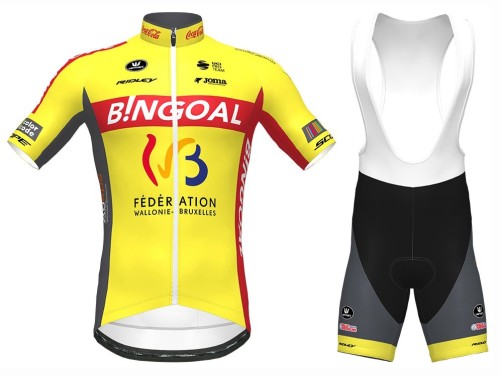 2020 Bingoal Wallonie Bruxelle Yellow Cycling Jersey And Bib Shorts Set