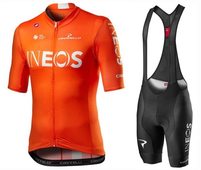 2020 INEOS Team Orange Cycling Jersey And Bib Shorts Set