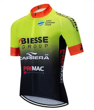 2020 CYCLING JERSEY BIESSE CARRERA GREEN BLACK SHORT SLEEVE AND BIB SHORT