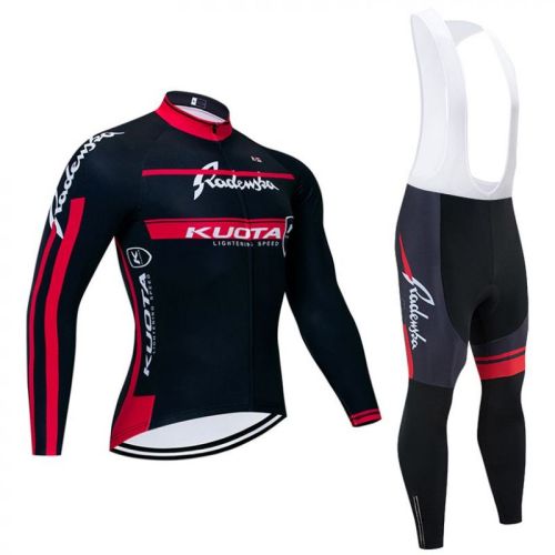 2020 CYCLING JERSEY KUOTA BLACK RED LONG SLEEVE AND BIB TIGHT