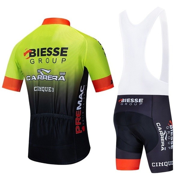 2020 CYCLING JERSEY BIESSE CARRERA GREEN BLACK SHORT SLEEVE AND BIB SHORT