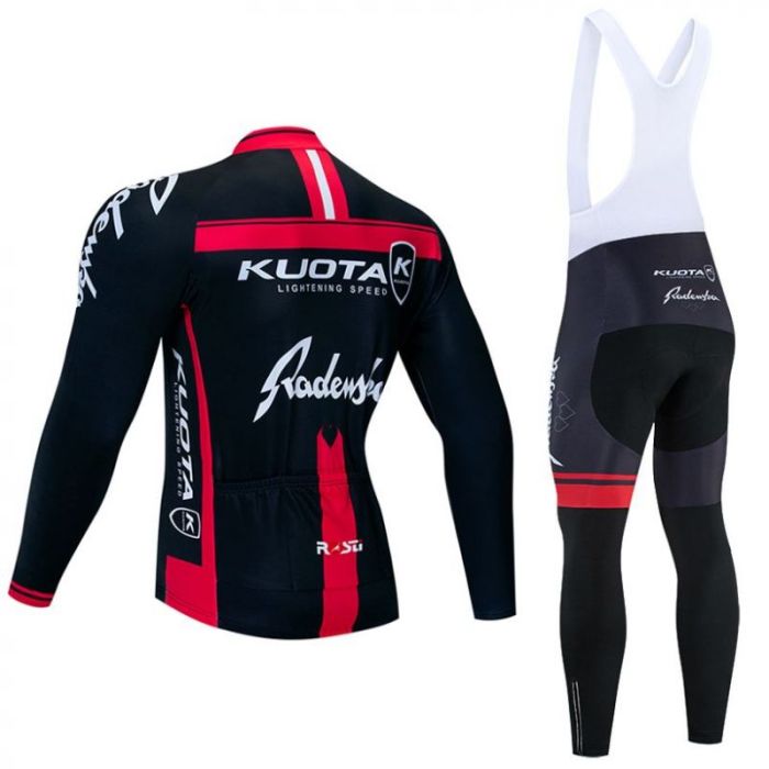 2020 CYCLING JERSEY KUOTA BLACK RED LONG SLEEVE AND BIB TIGHT