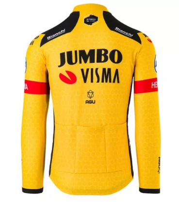 2020 CYCLING JERSEY JUMBO VISMA YELLOW BLACK LONG SLEEVE AND BIB TIGHT