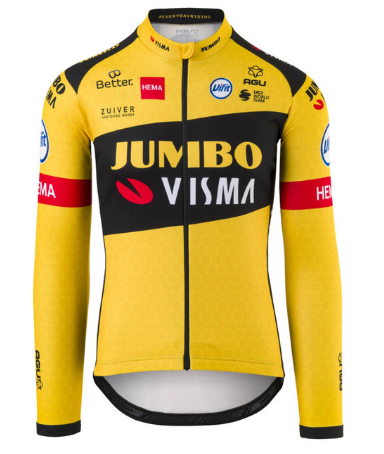 2020 CYCLING JERSEY JUMBO VISMA YELLOW BLACK LONG SLEEVE AND BIB TIGHT