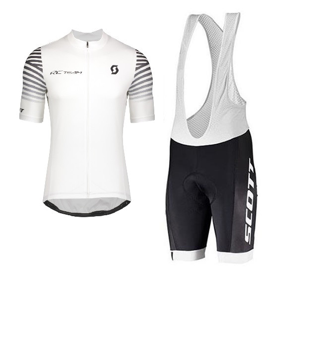 2020 CYCLING JERSEY SCOTT WHITE SHORT SLEEVE AND BIB SHORT