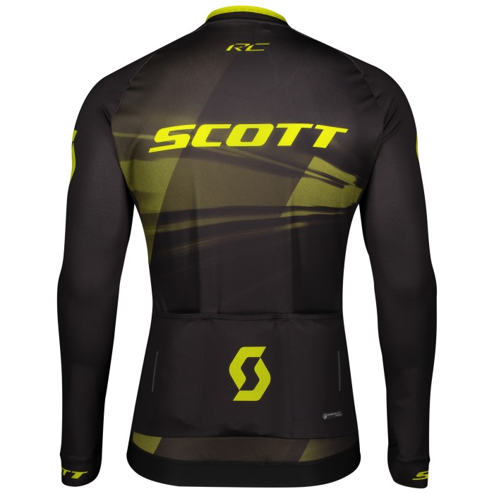 2020 CYCLING JERSEY SCOTT YELLOW BLACK LONG SLEEVE AND BIB TIGHT