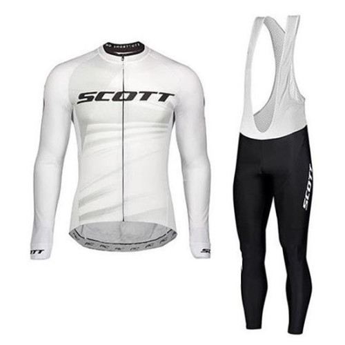 2020 CYCLING JERSEY SCOTT WHITE LONG SLEEVE AND BIB TIGHT