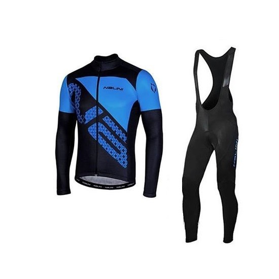 2020 CYCLING JERSEY NALINI BLACK BLUE LONG SLEEVE AND BIB TIGHT