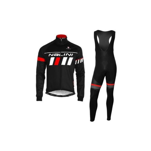 2020 CYCLING JERSEY NALINI BLACK WHITE RED LONG SLEEVE AND BIB TIGHT