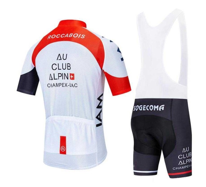 2020 CYCLING JERSEY IAM WHITE RED BLACK SHORT SLEEVE AND BIB SHORT