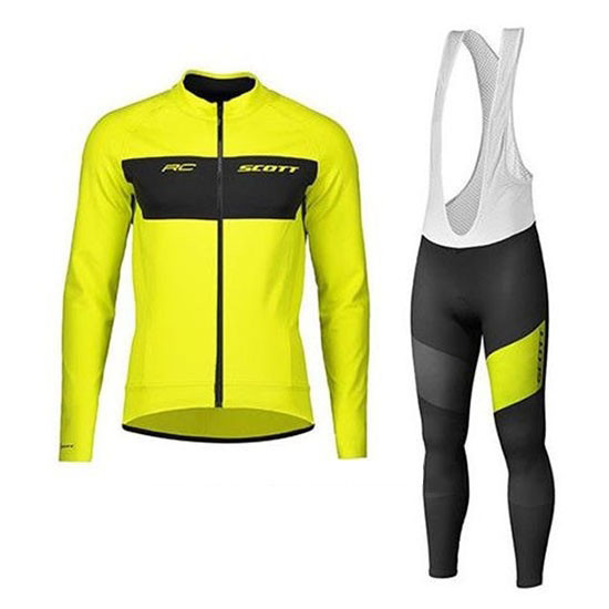 2020 CYCLING JERSEY RC SCOTT YELLOW BLACK LONG SLEEVE AND BIB TIGHT