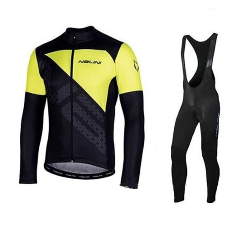 2020 CYCLING JERSEY NALINI BLACK YELLOW LONG SLEEVE AND BIB TIGHT