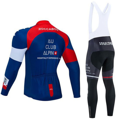 2020 CYCLING JERSEY IAM WHITE RED BLUE LONG SLEEVE AND BIB TIGHT