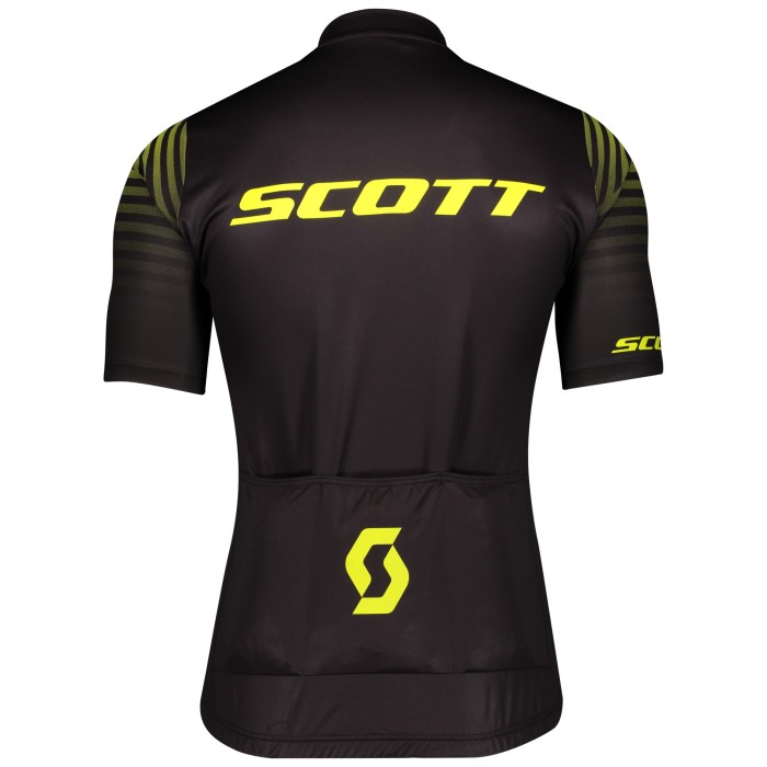 2020 CYCLING JERSEY SCOTT BLACK YELLOW SHORT SLEEVE AND BIB SHORT