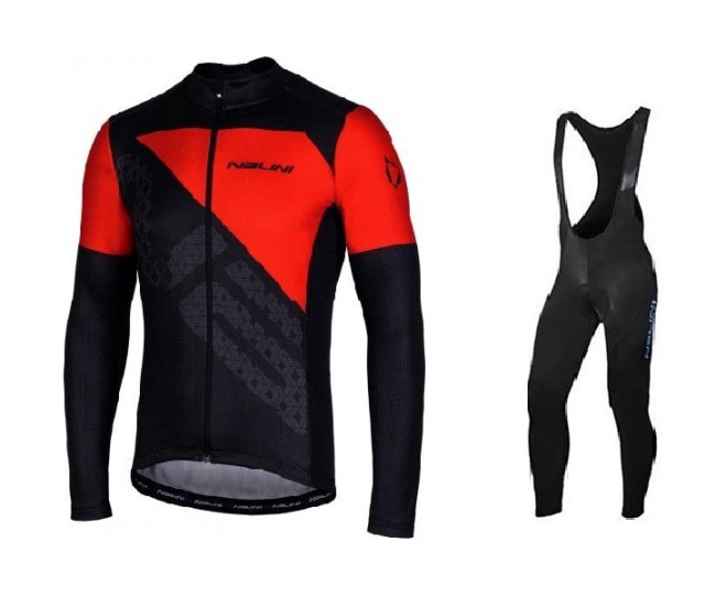 2020 CYCLING JERSEY NALINI RED BLACK LONG SLEEVE AND BIB TIGHT