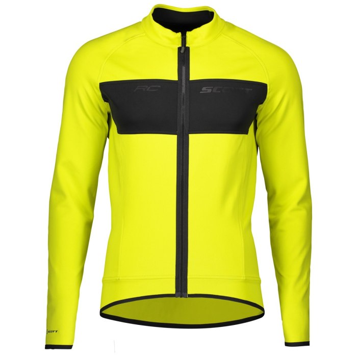 2020 CYCLING JERSEY RC SCOTT YELLOW BLACK LONG SLEEVE AND BIB TIGHT