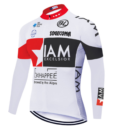 2020 CYCLING JERSEY IAM WHITE RED BLACK LONG SLEEVE AND BIB TIGHT