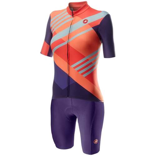 2020 CASTELLI Damen cycling jersey and bib shorts set Talento lila - orange