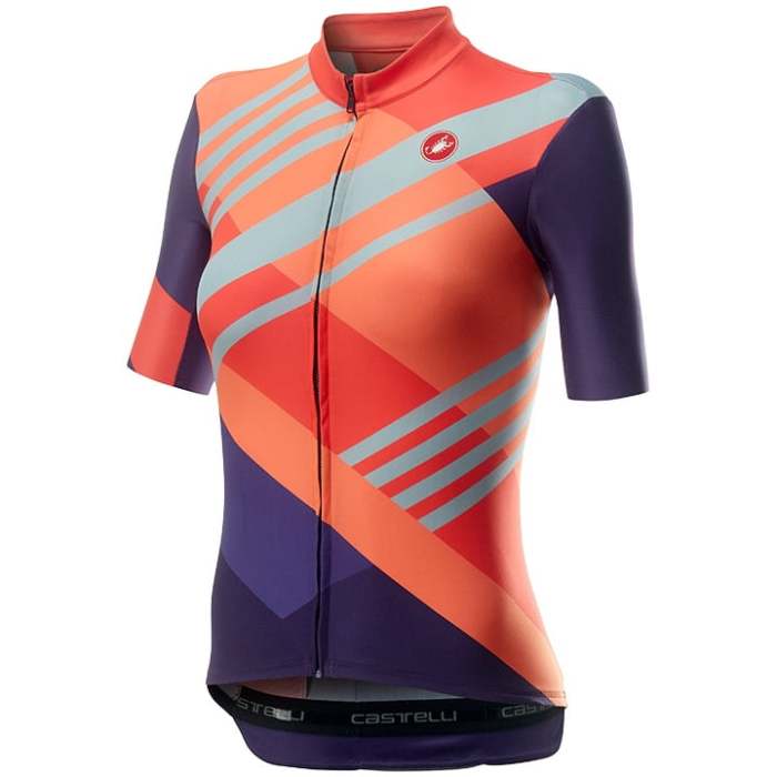 2020 CASTELLI Damen cycling jersey and bib shorts set Talento lila - orange