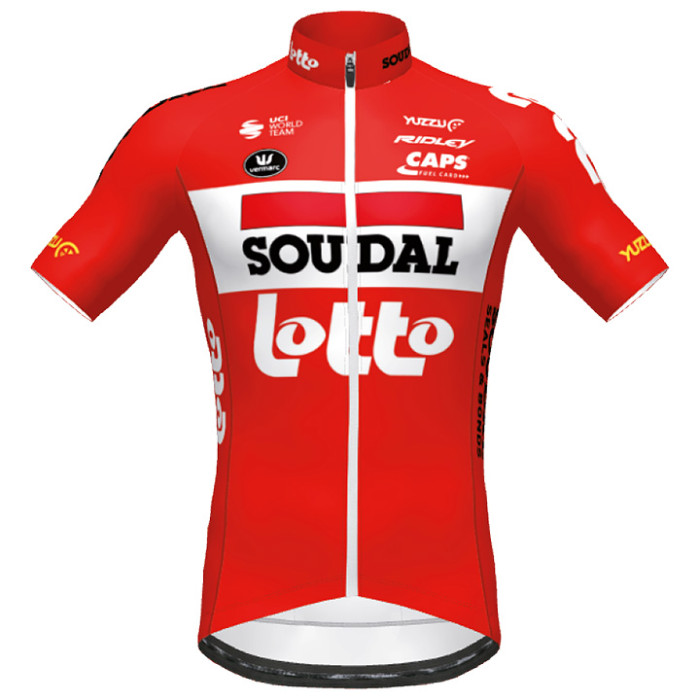 Set SOUDAL LOTTO TDF Bergtrikot 2020 (2 Teile) weiß - rot