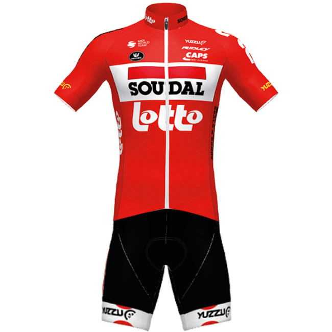 Set SOUDAL LOTTO TDF Bergtrikot 2020 (2 Teile) weiß - rot