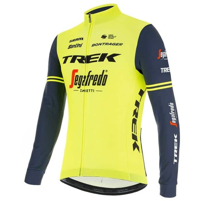 TREK SEGAFREDO LONG SLEEVE JERSEY TRAINING 2021 NEON YELLOW - BLUE