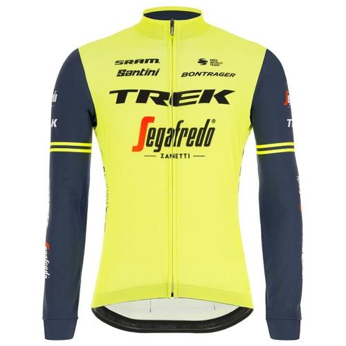 TREK SEGAFREDO LONG SLEEVE JERSEY TRAINING 2021 NEON YELLOW - BLUE