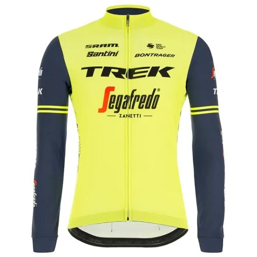 TREK SEGAFREDO LONG SLEEVE JERSEY TRAINING 2021 NEON YELLOW - BLUE