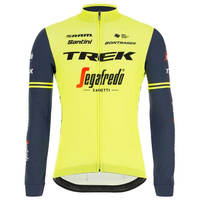 TREK SEGAFREDO LONG SLEEVE JERSEY TRAINING 2021 NEON YELLOW - BLUE