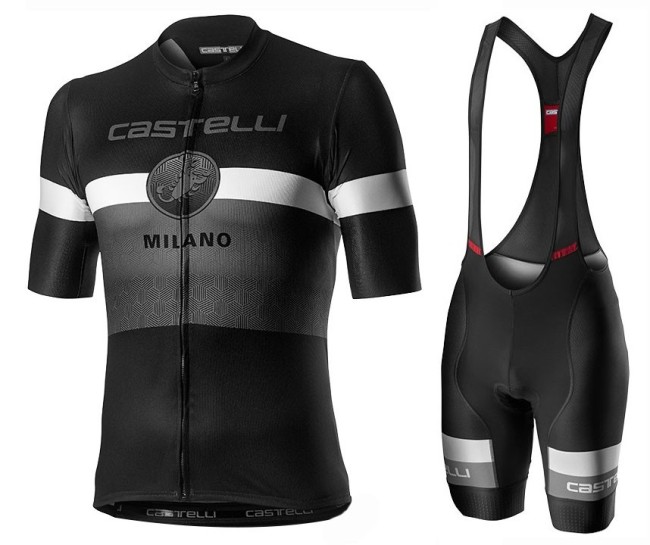 2020 Cаstelli Milano Black Cycling Jersey And Bib Shorts Set