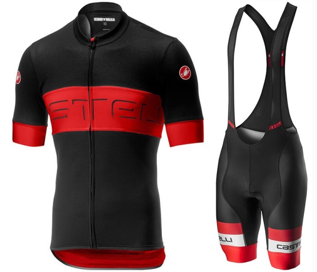 2020 Cаstelli Prologo VI Black-Red Cycling Jersey And Bib Shorts Set