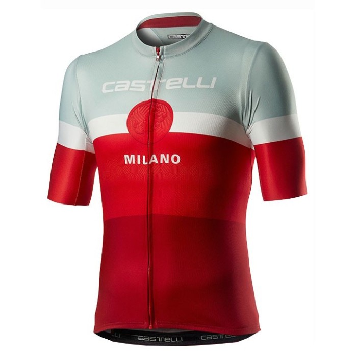 2020 Cаstelli Milano White-Red Cycling Jersey And Bib Shorts Set