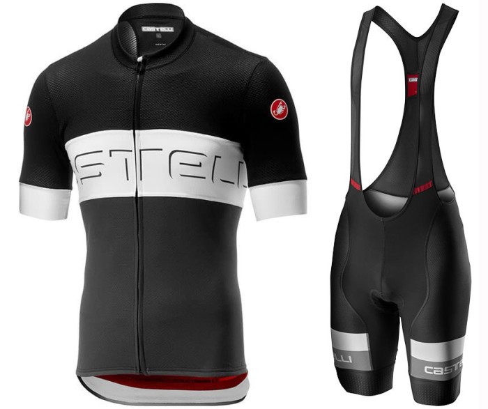 2020 Cаstelli Prologo VI Black-White Cycling Jersey And Bib Shorts Set