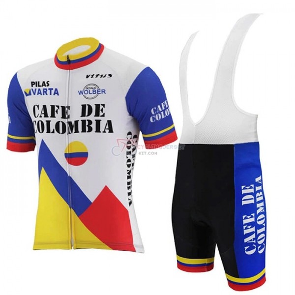 COLOMBIA CYCLING JERSEY KIT SHORT SLEEVE 2021 WHITE BLUE