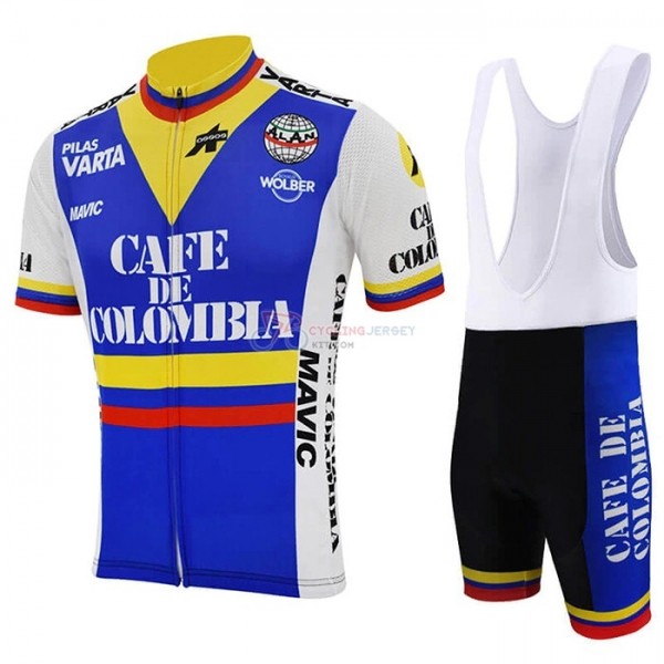 COLOMBIA CYCLING JERSEY KIT SHORT SLEEVE 2021 BLUE WHITE