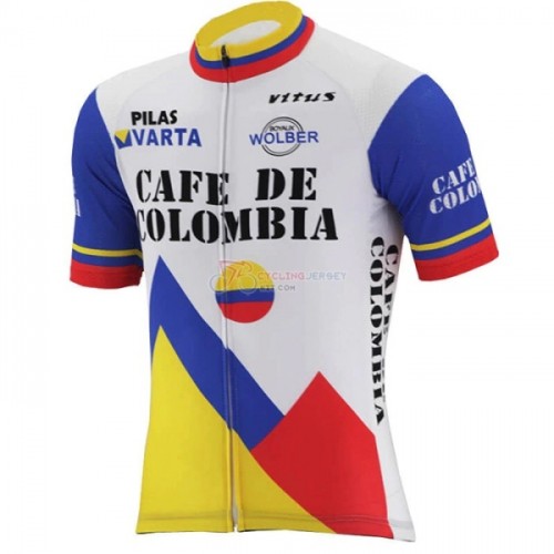 COLOMBIA CYCLING JERSEY KIT SHORT SLEEVE 2021 WHITE BLUE